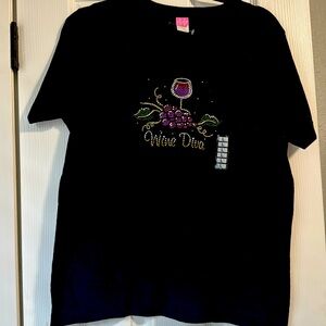 LAT Black V neck T-shirt size Large
